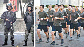 특수부대 포함 중국군, 홍콩거리 청소 명분 ‘경고성 단체행동’