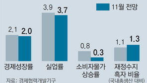 OECD, 한국 올 성장률 2.1→2.0%로 또 낮춰