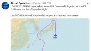 美폭격기-日전투기, ‘지소미아 종료 직전’ 동해 동시 비행