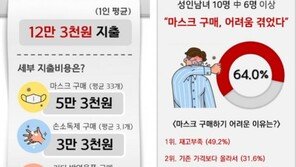 “코로나19 방역용품 1人 12만3000원 지출”
