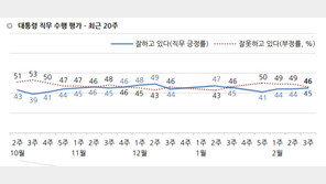 文대통령 국정지지율 45%…비례투표 민주 33%·미래한국 25%