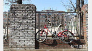 주인 기다리는 자전거[고양이 눈]