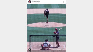 ‘투타 겸업’ 재시동…오타니, 라이브피칭 모습 공개