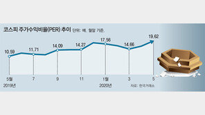 주가수익비율 10년 만에 최고… “실적개선 없는데” 고평가 우려