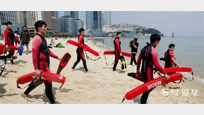 해수욕장 구조대원 안전훈련