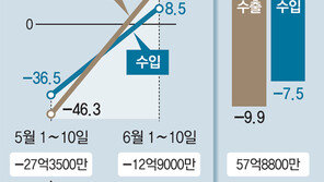 6월초 하루평균 수출액 9.8%↓… 반도체-무선통신은 선전