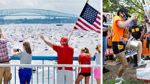 축하와 항의 엇갈린 트럼프 생일