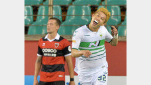 수비수 김민혁 극장골… 전북, 적지서 포항에 역전승