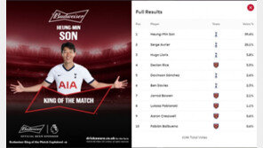 골 취소됐으면 어때…팬들이 뽑은 웨스트햄전 MOM은 손흥민