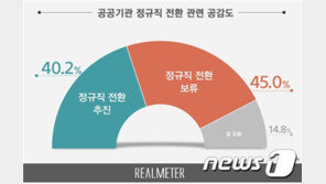 공공기관 정규직 전환 ‘보류해야’ 45%…20대 큰 반발