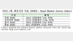 “코로나19 사태 장기화로 7월 채권시장 심리 악화”