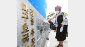 대구 순직경찰 추모비 앞에 선 유족