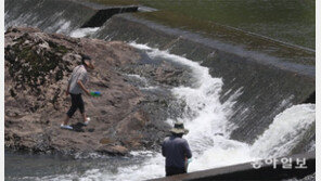 개울가 다슬기 잡이