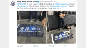 벌써 中 홍콩보안법 위반 첫 사례…‘홍콩 독립’ 깃발 男 체포