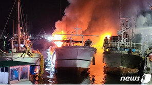 통영 동호항 정박 어선 2척 화재…방화자 자수
