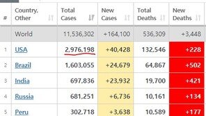 미국 코로나19 확진자 300만 돌파 눈앞