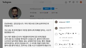 ‘반려견사고’ 김민교, 연극출연 취소…“향후 계획도 미정”
