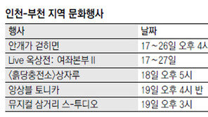 [인천판/문화가]인천·부천지역 문화행사