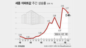 ‘천도론’에 무섭게 치솟는 세종 집값…올해만 32% 폭등