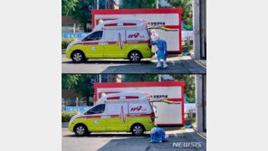 “가만히 있어도 더운데”…폭염 속 탈진해 무릎 꿇은 의료진