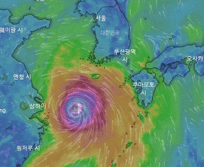 ‘북상’ 태풍 바비 경로, 25일 제주 해상→26일 서해→27일 평양