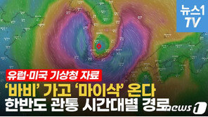 9호 태풍 ‘마이삭’ 한반도 관통…윈디 앱으로 본 시간대별 경로