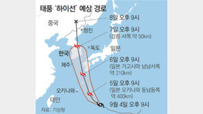 시속 202km 강풍… ‘하이선’ 위력 키우며 북상
