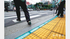 스쿨존에 설치된 ‘LED 바닥신호등’