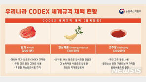 고추장·곶감, 국제 식품규격 채택…김치·인삼 이어 세 번째