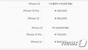 애플, 아이폰12 수리비 공개 “액정은 36.3만원…애플케어+ 가입시 4만원”