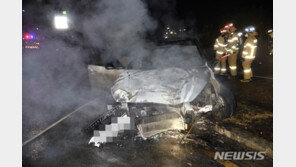 음주운전 가로수 들이받고 승용차 불, 인명피해는 없어