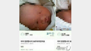 온라인 중고거래시장에 ‘아이 입양’ 글 올린 산모 입건