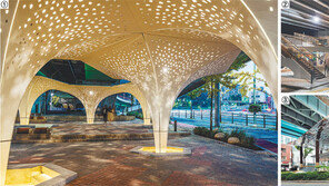 육교밑 꽃잎 차양 쉼터… 고가밑 디지털 도서관