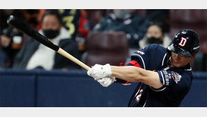 4번타자 김재환, 3타점 폭발