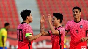 ‘이동경 선제골’ 김학범호, 최강 브라질 상대 선전…전반전 1-1