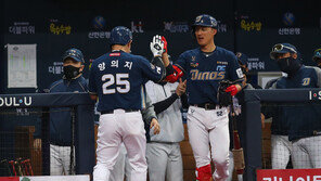 양의지 결승타+루친스키 마무리…NC, 두산 제압 ‘2승2패’
