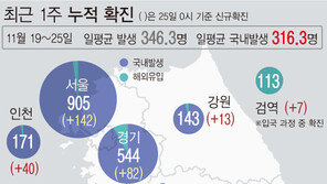 전국 2단계 격상 초읽기?…1주간 하루 국내발생 316.3명으로 기준 초과