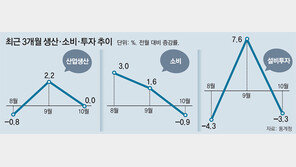 한달만에 꺾인 트리플 반등… 소비-투자 줄고 생산 주춤