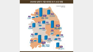 올 상반기 외국인 보유 토지 2억5161만㎡…전년말보다 1.2%↑