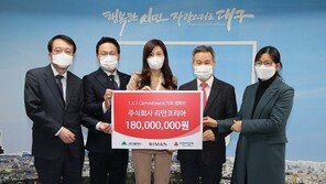 ㈜리만코리아 1억 8000만원 상당 기부… 배우 김하늘과 함께 물품 전달