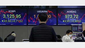 코스피 이틀 연속 하락 마감…‘동학 개미’ 3100선 지켰다