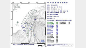 대만 동남부 근해서 규모 5.4 지진…“아직 피해 보고 없어”