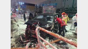 음주운전하던 30대 눈길에 미끄러져 인도 덮쳐…1명 부상