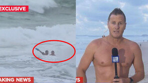 생방송 중 바다로 달려가 시신 건진 기상리포터 [영상]