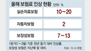 실손-종신-車보험료 줄줄이 ‘쑥’… 인상요인 남아 더 오를 가능성
