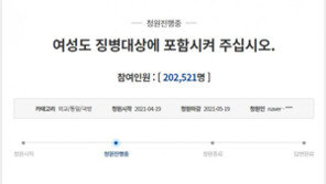 “여성도 군대 보내라” 국민청원 20만 돌파…靑 답변해야