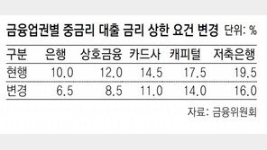 중금리 ‘최고 19.5% → 16%’… 대출심사때 비금융 정보도 반영 