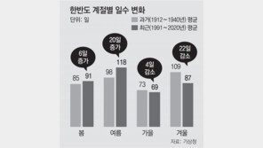 100년새 ‘핫반도’로… 여름 20일 늘고 겨울 22일 줄었다