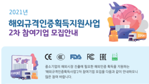 중소기업 수출의 주요 관문 ‘2021년 해외규격인증획득지원사업’ 2차 참여 기업 모집