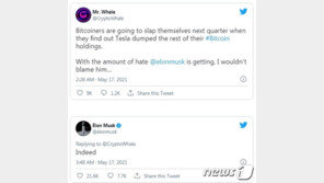 머스크, 비트코인 전량 매각 시사…암호화폐 일제 급락